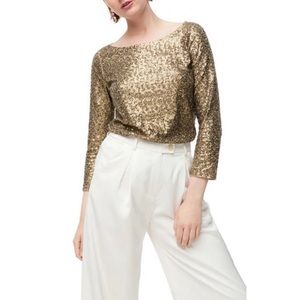 J.Crew Allover Sequin Long Sleeve Tee In Khaki